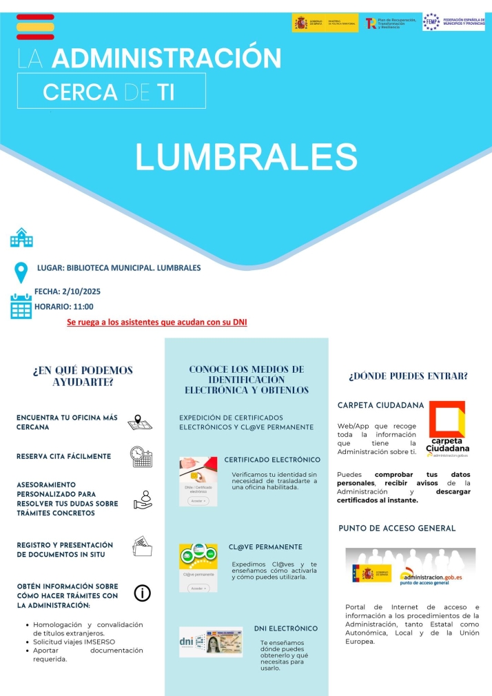 Lumbrales organiza un taller gratuito para aprender a realizar tr&aacute;mites con la administraci&oacute;n electr&oacute;nica | Imagen 1