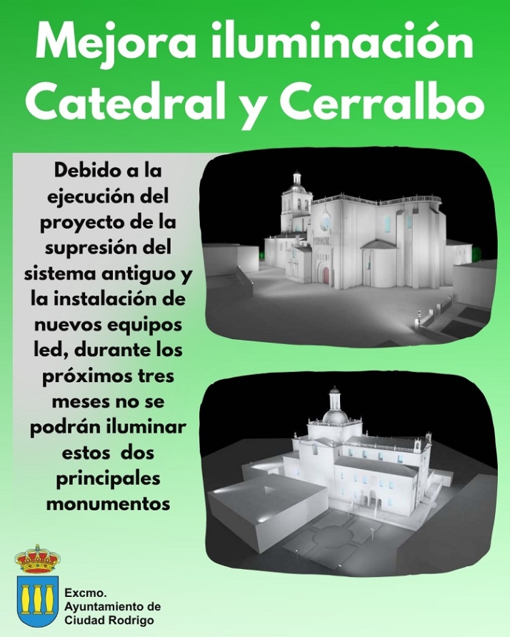 La Catedral y Cerralbo  apagados en la noche al menos hasta el mes de agosto por cambio alumbrado con tecnolog&iacute;a led | Imagen 1