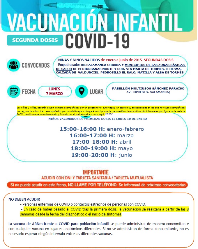 Nuevas convocatorias para vacunar a los nacidos en 2015 y 2016 | Imagen 1