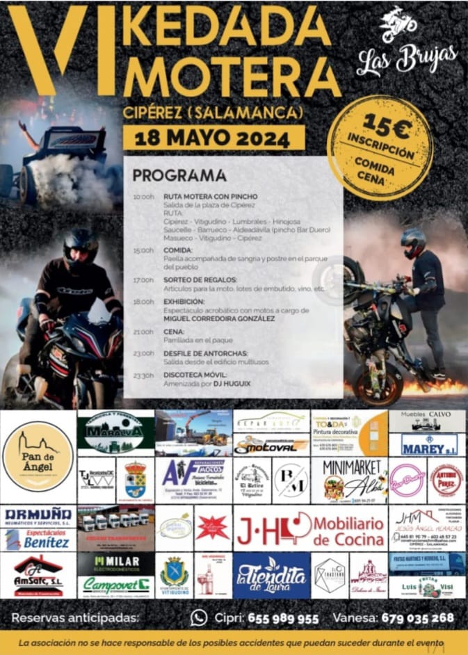 Cip&eacute;rez acoge la VI &nbsp;&lsquo;Kedada&rsquo; Motera &lsquo;Las Brujas&rsquo; con una ruta, degustaciones, acrobacias, desfile de antorchas y disco-m&oacute;vil | Imagen 1