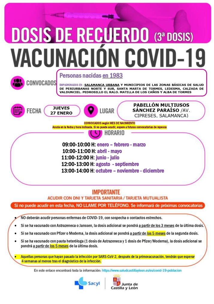 Nuevas convocatorias de vacunaciones en Salamanca para los nacidos entre 1983 y 1985 | Imagen 2