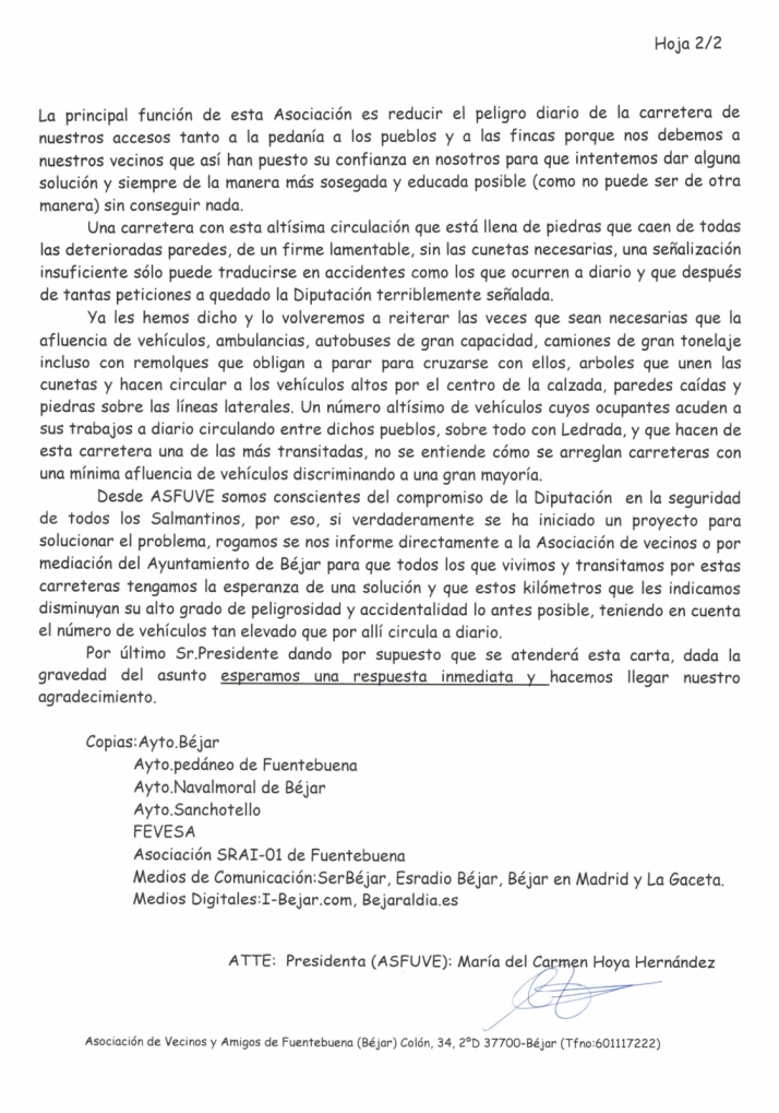 Los vecinos de Fuentebuena piden a la Diputaci&oacute;n una soluci&oacute;n a la carretera DSA-250 | Imagen 2