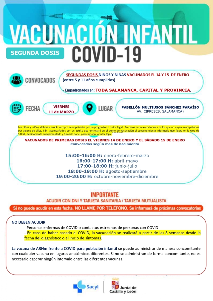 Nueva convocatoria de segundas dosis de la vacuna para niños de Salamanca y provincia | Imagen 1