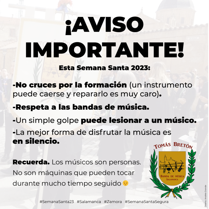 Cruzar la procesi&oacute;n por la banda de m&uacute;sica puede provocar lesiones o ca&iacute;das de instrumentos | Imagen 1
