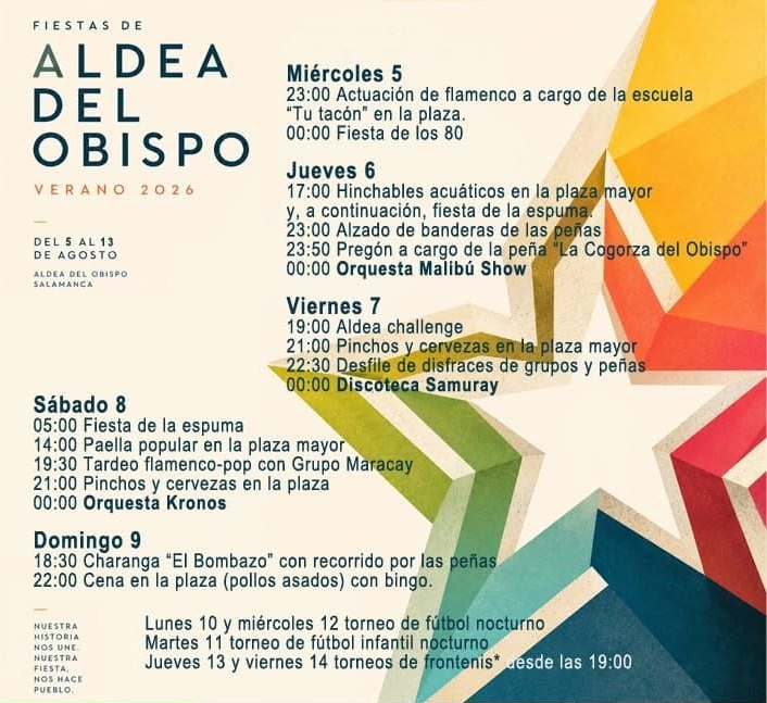 Aldea del Obispo ya tiene a punto el programa para las fiestas de verano 2026 | Imagen 1