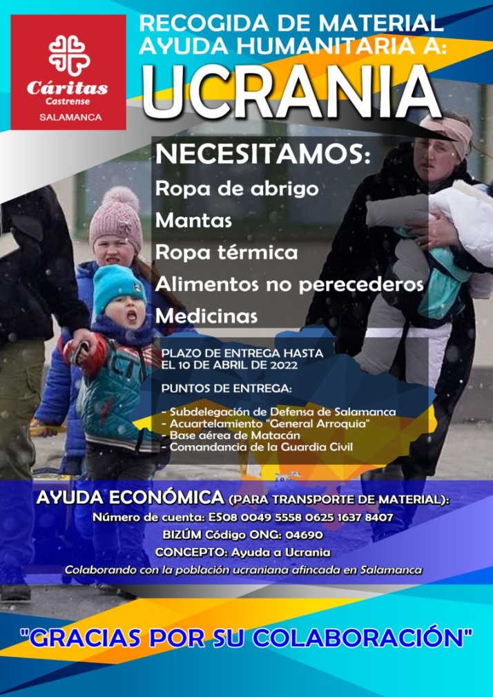 C&aacute;ritas Castrense de Salamanca se suma a la recogida de material para Ucrania | Imagen 1
