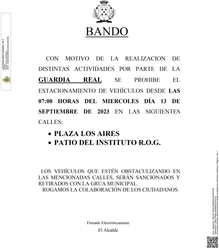 La Guardia Real desembarcar&aacute; en B&eacute;jar el mi&eacute;rcoles | Imagen 1