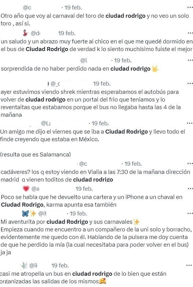Divisi&oacute;n en redes sociales entre los j&oacute;venes que &lsquo;invadieron&rsquo; Ciudad Rodrigo el S&aacute;bado de Carnaval | Imagen 1