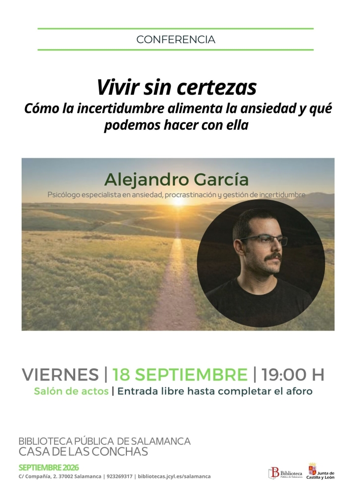 C&oacute;mo gestionar la ansiedad y la incertidumbre. Charla gratuita en la Casa de las Conchas | Imagen 1