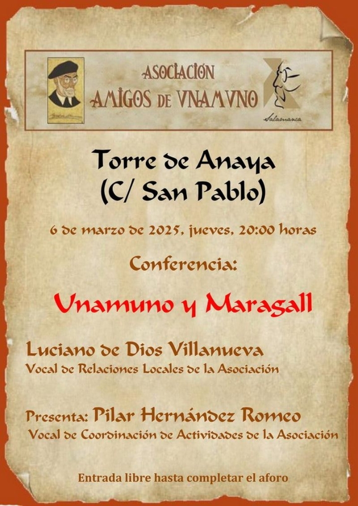 'Unamuno y Maragall', conferencia de la Asociaci&oacute;n de Amigos de Unamuno en Salamanca | Imagen 1