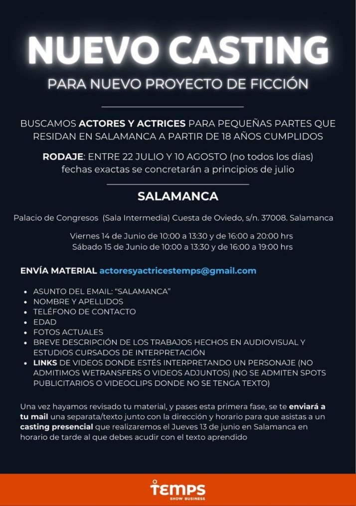 Casting en Salamanca para elegir m&aacute;s de 800 personas para una serie de Amazon Prime | Imagen 1