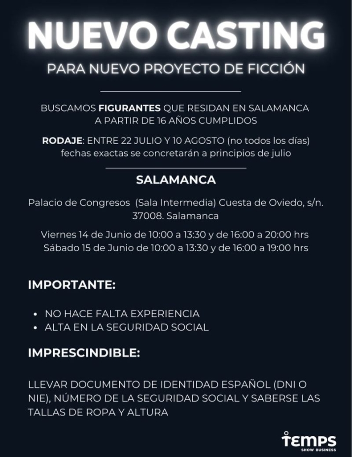 Casting en Salamanca para elegir m&aacute;s de 800 personas para una serie de Amazon Prime | Imagen 2