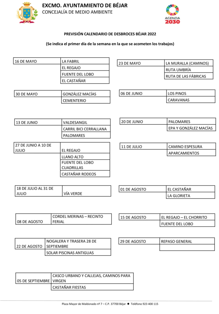 El Ayuntamiento hace p&uacute;blico el calendario de desbroces | Imagen 1