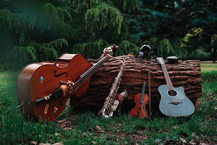 Los instrumentos del sexteto Campamento Lumbre