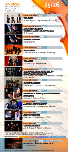 Doce conciertos con grandes nombres internacionales para el nuevo Ciclo de M&uacute;sica de C&aacute;mara del Liceo | Imagen 1