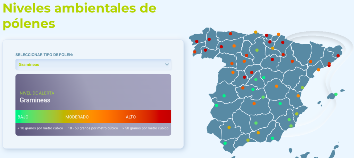 Mapas que anticipan los niveles de polen de Salamanca, una ayuda para los al&eacute;rgicos | Imagen 1
