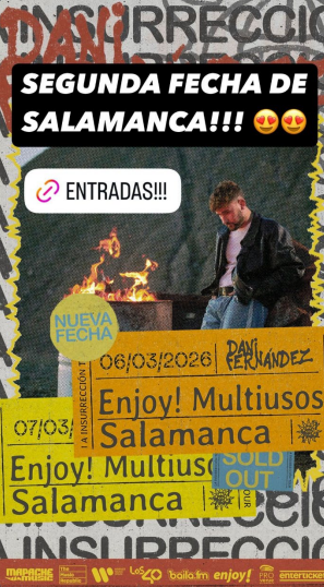 Dani Fern&aacute;ndez anuncia segunda fecha en Salamanca tras agotar las entradas de su primer concierto en solo unas horas  | Imagen 1