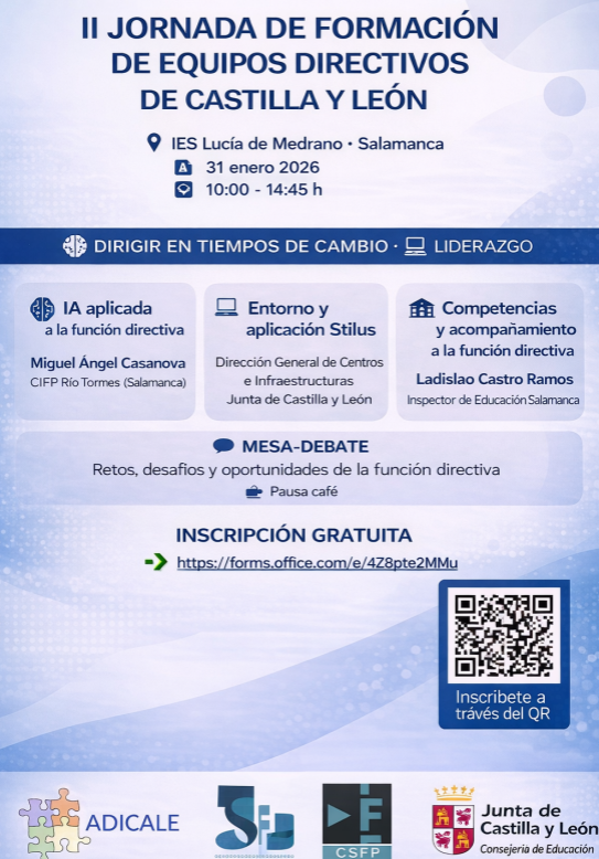 Salamanca reunir&aacute; a directivos docentes de toda la regi&oacute;n para analizar los retos de la gesti&oacute;n educativa y la IA | Imagen 1