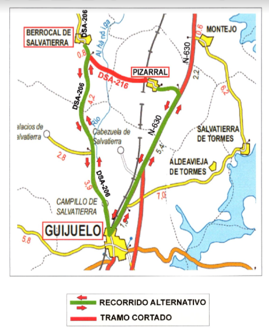 Corte de la carretera DSA-216 entre Pizarral y el cruce con la DSA-206 | Imagen 1