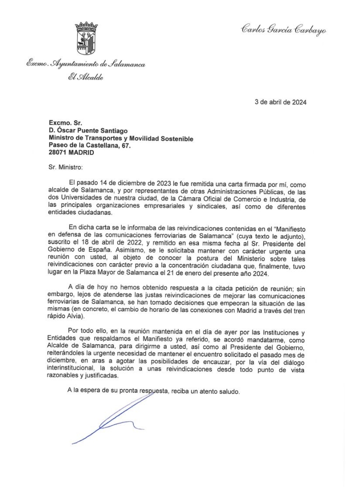 Primeras cartas diarias a Puente y S&aacute;nchez exigiendo mejores conexiones ferroviarias | Imagen 1
