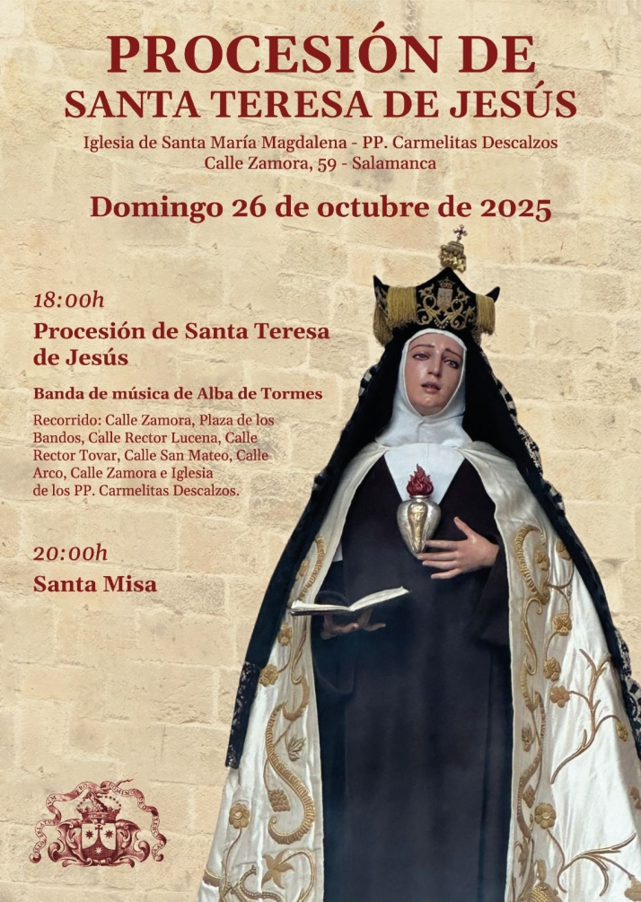 Fecha, horario y recorrido de la procesi&oacute;n de Santa Teresa en Salamanca capital | Imagen 1