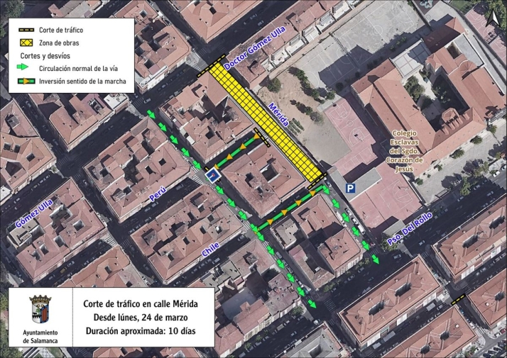 Las calles M&eacute;rida y Rosario, cortadas al tr&aacute;fico desde este lunes | Imagen 1