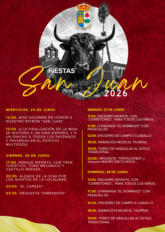 El Payo aúna tradición, música y festejos taurinos en sus Fiestas de San Juan 2026 | Imagen 1