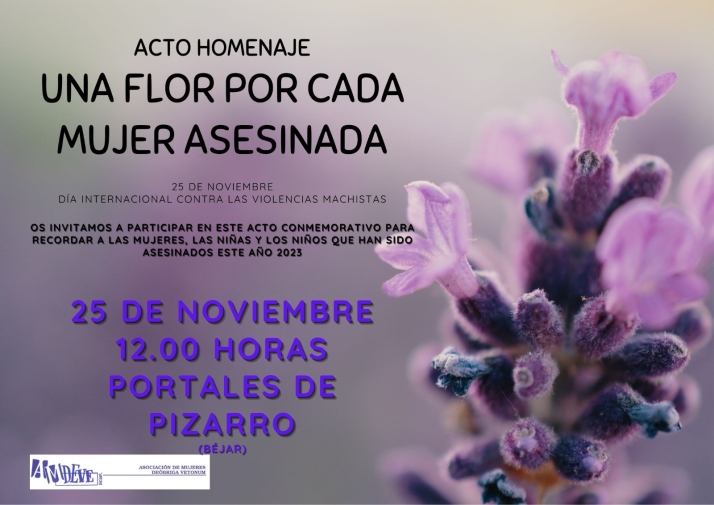 B&eacute;jar recordar&aacute; a la mujer asesinada en la ciudad en los actos del 25 N | Imagen 2