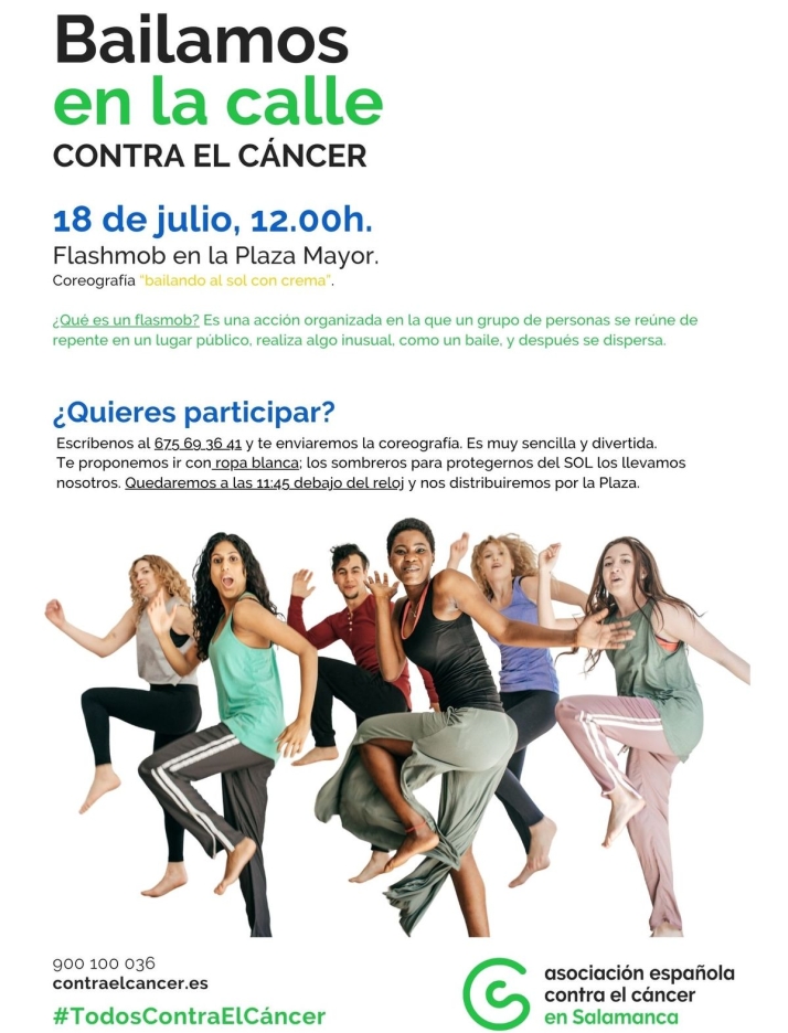 &iquest;Sabes bailar 'Al sol, con crema'? La AECC te ense&ntilde;a los pasos para su flashmob en Salamanca | Imagen 1