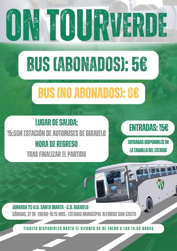 El CD Guijuelo organiza un viaje en autob&uacute;s para que su afici&oacute;n le apoye en el derbi contra el Santa Marta | Imagen 1