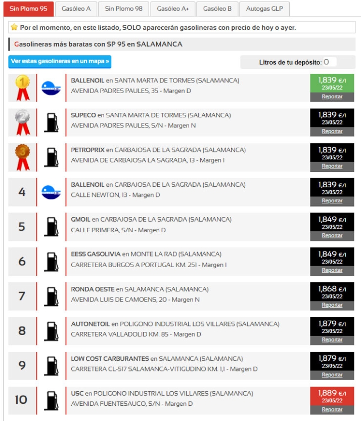 Las gasolineras m&aacute;s baratas de la provincia de Salamanca | Imagen 1
