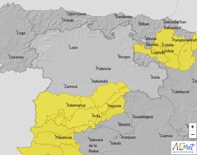 Aviso amarillo por lluvias y tormentas este s&aacute;bado en Salamanca | Imagen 1
