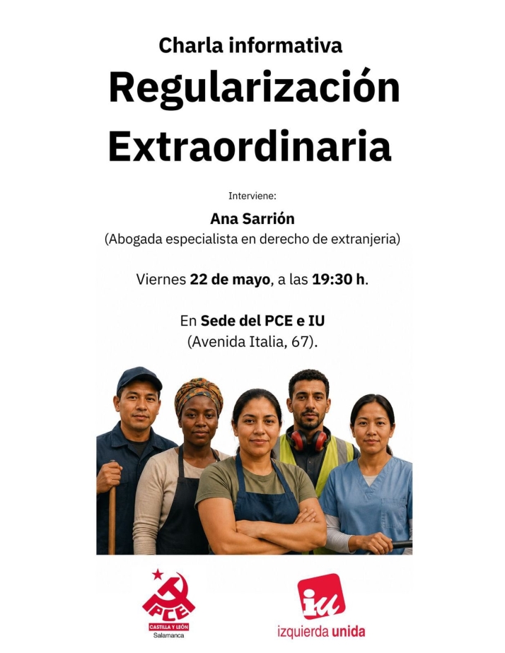 Atenci&oacute;n, charla gratuita, este viernes en Salamanca, sobre la regularizaci&oacute;n extraordinaria de migrantes | Imagen 1
