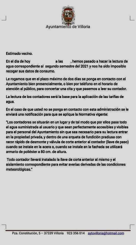 Villoria pone en marcha un nuevo sistema de lectura en los contadores de agua para evitar la 'picaresca' | Imagen 1