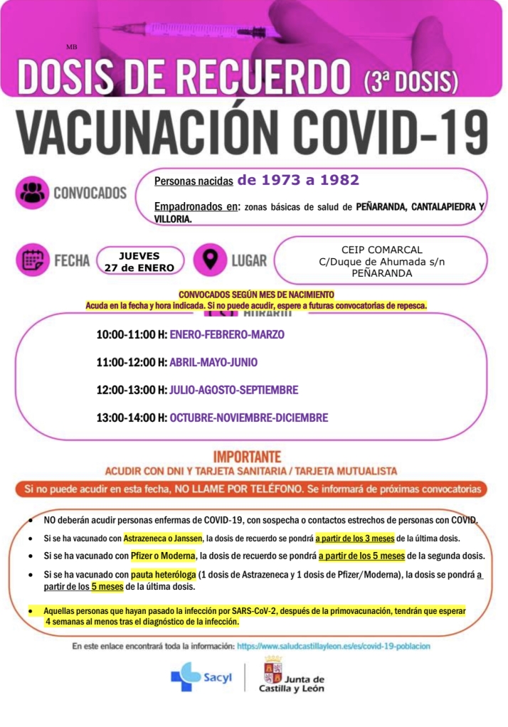 Terceras dosis para los nacidos de 1973 a 1982 y repesca infantil, protagonistas de la vacunaci&oacute;n la pr&oacute;xima semana | Imagen 1