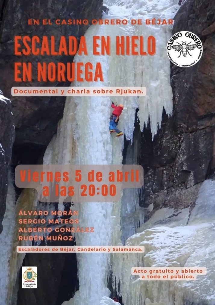 Charla en el Casino Obrero de B&eacute;jar sobre la escalada en hielo en Noruega | Imagen 1