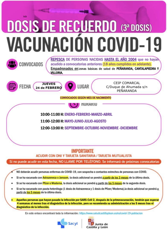 Repescas de adultos e infantiles protagonizan una doble convocatoria de vacunación para el 24 de febrero | Imagen 1