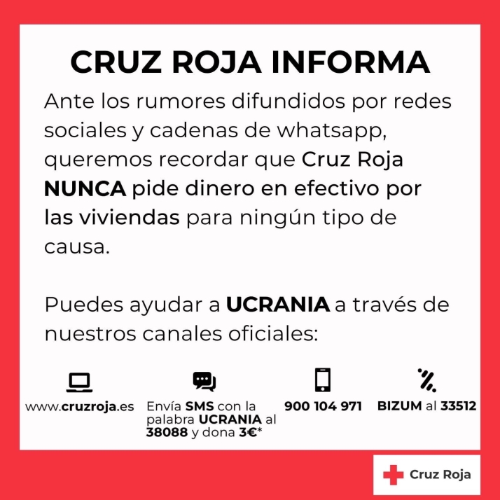Cruz Roja lanza una alerta para evitar fraudes en la petici&oacute;n de ayuda econ&oacute;mica para Ucrania | Imagen 1