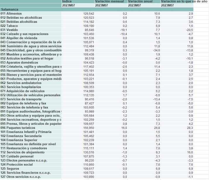 Alimentaci&oacute;n, luz, ropa, transportes, turismo... &iquest;Qu&eacute; precios suben y bajan en Salamanca? | Imagen 2