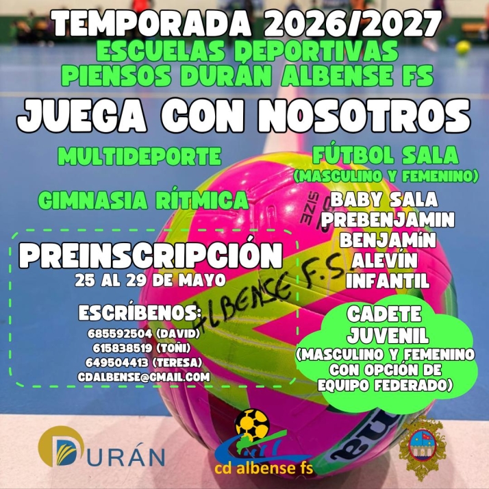 El Piensos Dur&aacute;n Albense FS ultima las preinscripciones para sus Escuelas Deportivas y anuncia las fechas de las Escuelas de Verano | Imagen 2