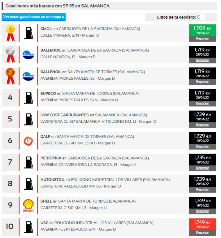 Las gasolineras m&aacute;s baratas de la provincia de Salamanca | Imagen 1