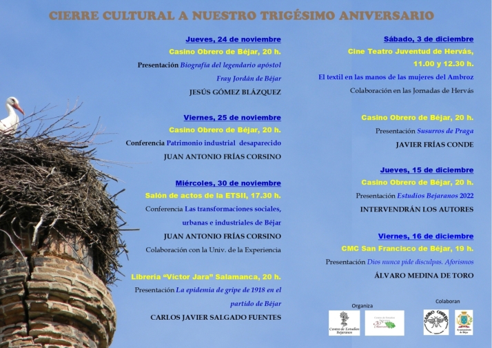 El Centro de Estudios Bejaranos programa ocho citas culturales para cerrar su trig&eacute;simo aniversario | Imagen 1