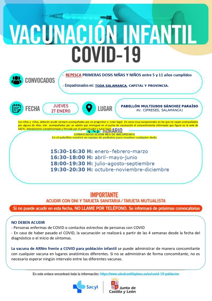 Repesca para los ni&ntilde;os de 5 a 11 a&ntilde;os de Salamanca y provincia que todav&iacute;a no se han vacunado | Imagen 1