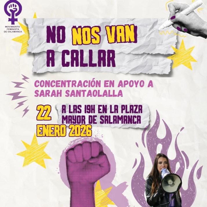Convocada una manifestaci&oacute;n en la Plaza Mayor para apoyar a la salmantina Sarah Santaolalla tras denunciar amenazas de muerte y acoso | Imagen 1