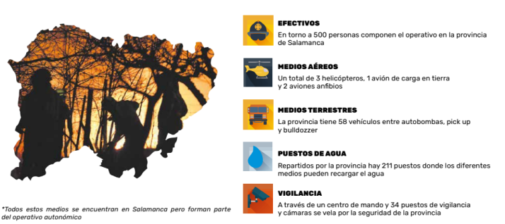Salamanca lucha contra los incendios con cerca de 500 efectivos y m&aacute;s de 60 medios a&eacute;reos y terrestres  | Imagen 1