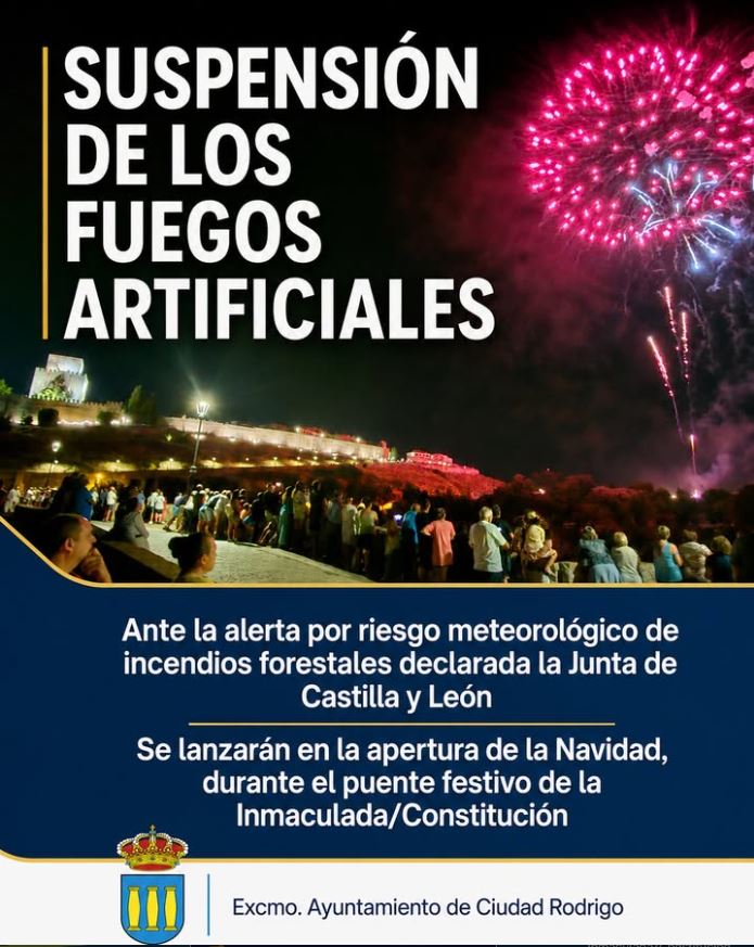 Ciudad Rodrigo aplaza sus fuegos artificiales por riesgo de incendios forestales | Imagen 1
