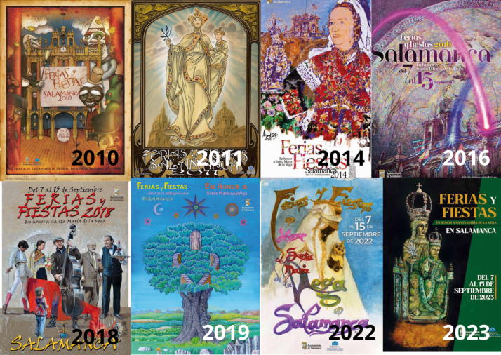 En blanco y negro, minimalistas, coloridos, con mosaicos... As&iacute; ha sido la evoluci&oacute;n de los carteles de las Ferias y Fiestas de Salamanca  | Imagen 8