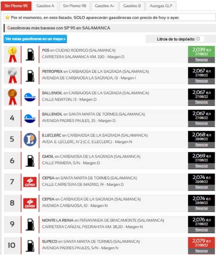 Los precios de carburante m&aacute;s bajos en la provincia de Salamanca | Imagen 1