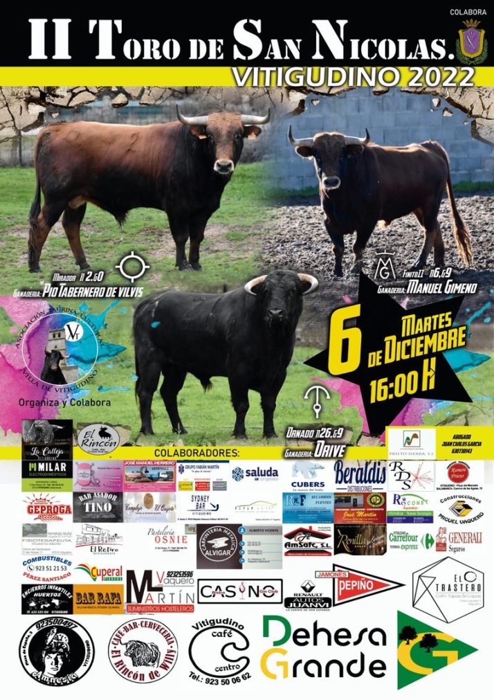 La Asociaci&oacute;n Taurina de Vitigudino presenta el cartel anunciador del II Toro de San Nicol&aacute;s | Imagen 1