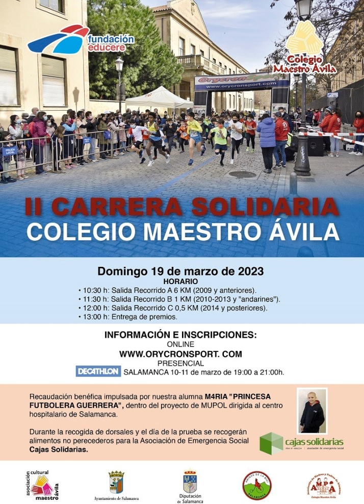 La II Carrera Solidaria Colegio Maestro &Aacute;vila destinar&aacute; todos los beneficios al proyecto liderado por M4R&Iacute;A, 'la Princesa Guerrera Futbolera' | Imagen 1